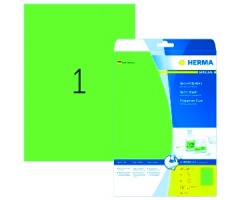 Neoon-rohelised kleebisetiketid Herma - 210x297mm, 20 lehte